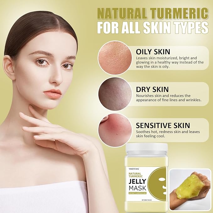 YMEYFAN Jelly Mask Powder for Facials Pro, Turmeric Controlling Oil Deep Cleansing Blackheads Removal Peel Off Gel Face Mask Skin Care, Esthetician Supplies