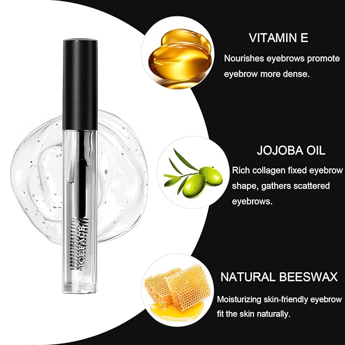 3Pcs Eyebrow Gel Kit, Clear Brow Gel Set, Brow Styling Gel for Natural Brow, Long Lasting Waterproof Eye Brow Setting Gel Makeup Set for Feathered & Fluffy Brows