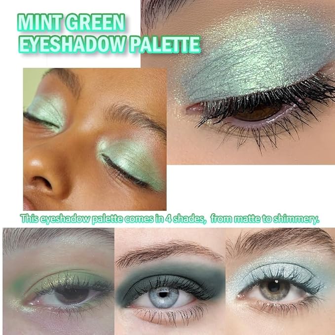 K'APEINE Eyeshadow Palette,Light Green Eye Shadow Matte Glitter Makeup Palette 4 Colors Sage & Olive Eye Makeup Shades Mini High Pigmented Long-lasting for Woman Girls Party,Music Festival, Stage