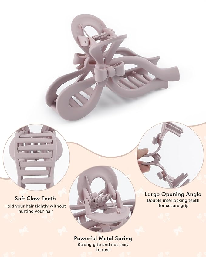 4 PCS Bow Hair Clips for Women Bow Claw Clip 5" Extra Large Hair Claw Clips for Thick and Long Hair Cute Bows Big Clip Mother’s Day Gift for Mom