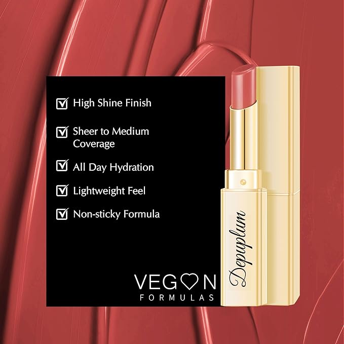 Depuplum Nude Pink Lipstick for Women Moisture Lip Gloss Tinted Lip Balm Sheer Lipsticks for Mother's Day Nourishing Hydrate Glossy Lipstick for Dry Lips,DM97 RoseNude
