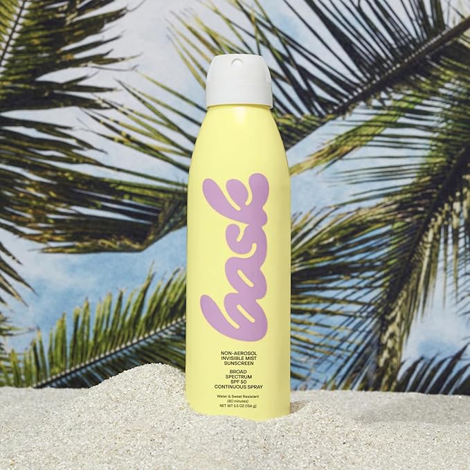 Bask SPF 50 Sunscreen Spray - Non-Aerosol, Broad Spectrum UVA/UVB Protection, Dermatologist Recommended, Moisturizing, Lightweight & Non-Greasy, 5.5 oz (Value Pack of 3)