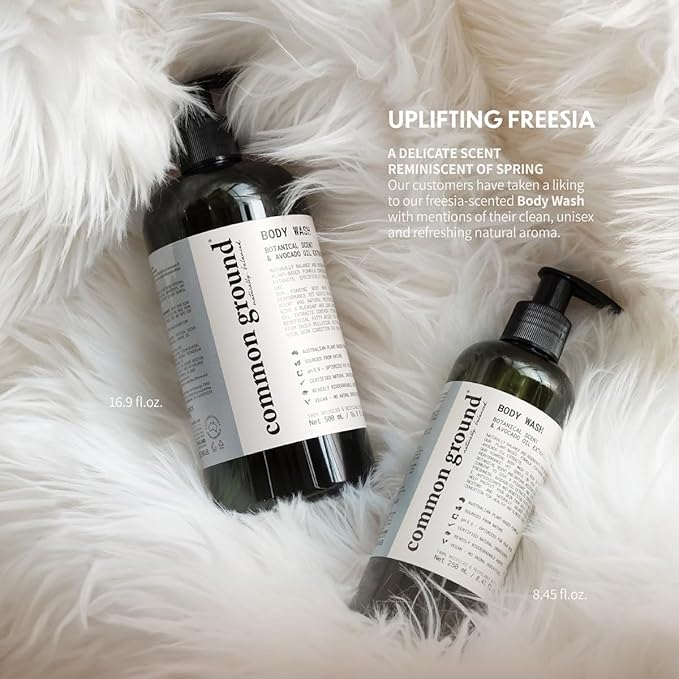 COMMON GROUND Natural Body Wash - Paraben & Cruelty Free, Vegan, Plant-Based, Signature Matcha & Tea Tree Essential Oil Scent - Shower Gel - All Skin Types, Men & Women, Sensitive
