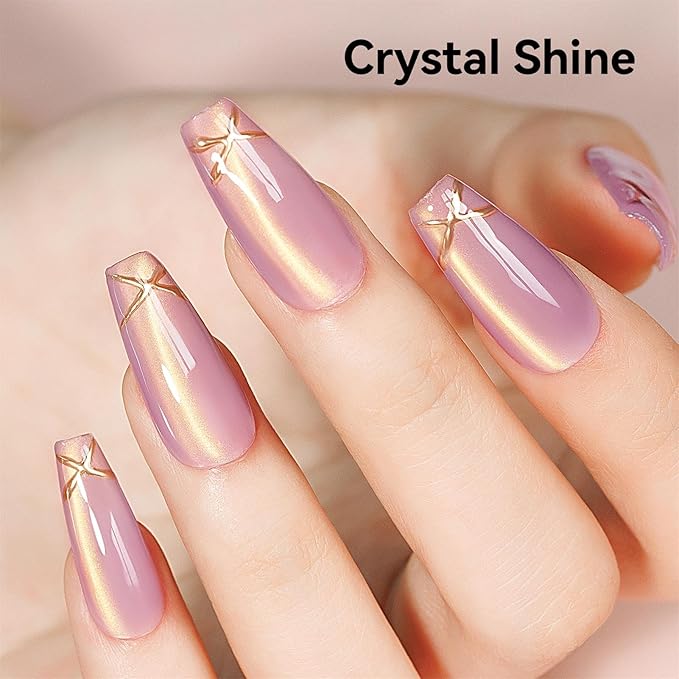 Cat Eye Gel Nail Polish Sheer Pink Purple Glass Jelly Magnetic Nail Polish Gel Shimmer Glitter Gloss Shine Holographic Translucent Color for Nail Art Manicure DIY at Home 12ml