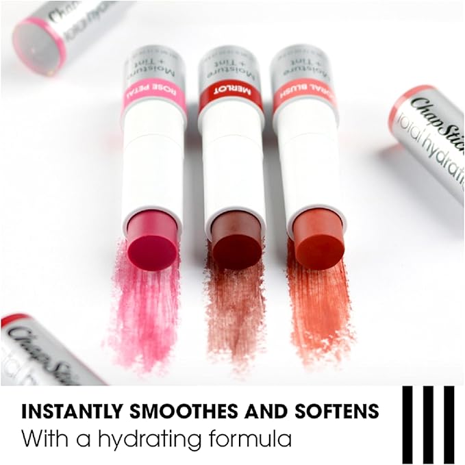ChapStick Total Hydration Moisture + Tint Rose Petal Tinted Lip Balm Tube, Tinted Moisturizer - 0.12 Oz