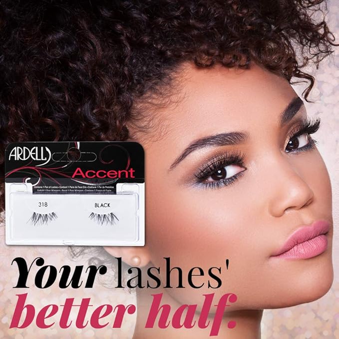 Ardell Accent Half Lashes 318 - Short Wispy Natural Looking Cat Eye for Everyday Wear, 4 Pack