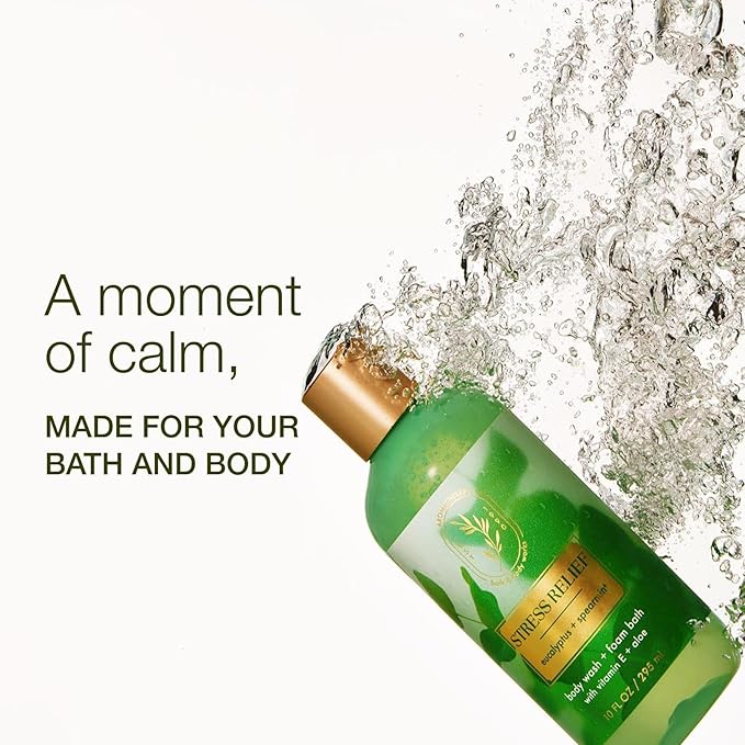 Bath & Body Works Eucalyptus Spearmint Body Wash & Foam Bath, Aromatherapy Cleanser with Vitamin E & Aloe, Non-Drying & Gentle for Daily Use, 10 fl oz - 2 Pack