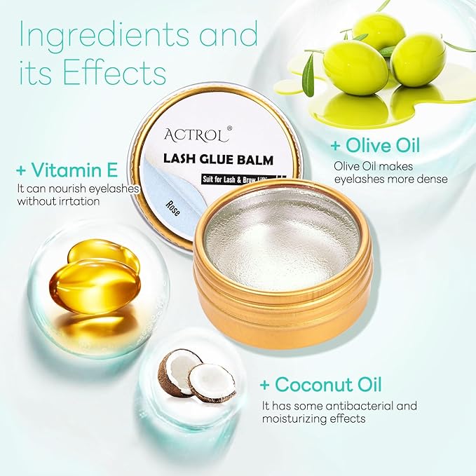 Lash Lift Glue Balm Eyelash Lifting Perm Rose Strong Hold Lash&Brow Perm Glue Balm Brow Adhesive Powerful Sticky Brow Lamination 0.35Oz/10G