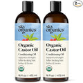 Sky Organics - Castor Oil Organic - Volumizing Hair Oil - Scalp, Lashes, Brows - Pure Castor Oil Cold Pressed - Natural Conditioner - Omega Fatty Acids, Vegan - Beauty, Hair, & Self Care - 8oz, 2 Pack