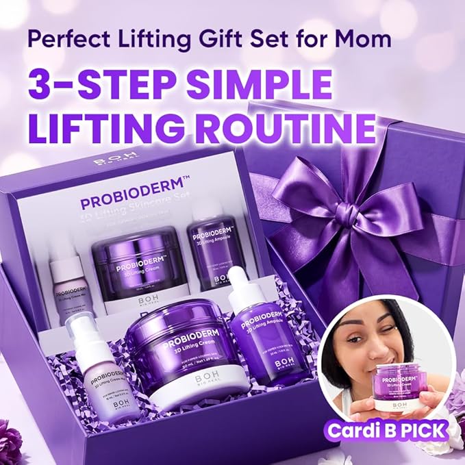 BIOHEAL BOH Probioderm 3D Lifting Skincare Set | Cardi B's Korean Night Cream, Serum & Face Mist for Lifting & Firming | Perfect Anti-Aging Routine for Dry, Dull, Saggy Skin | Mother’s Day Gift