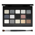 Erinde Smokey Black Eyeshadow Palette, 15 Colors Eyeshadow Pallet with Mirror, Silver Gray White Black Tones Matte Shimmer Eye Shadow Travel Size High Pigmented for Vampire Clown Joker Goth Halloween