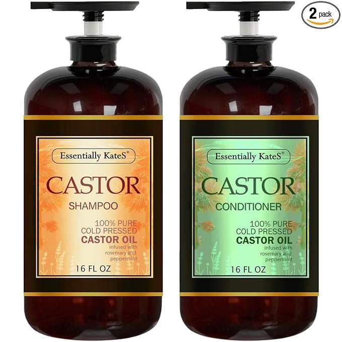 Castor Oil Shampoo & Conditioner Set 16 Fl Oz – Rosemary Mint – Cooling, Refreshing Scalp Care & Hair Strengthening Formula