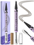 iMethod Eyebrow Pen and Eyebrow Gel - Eyebrow Pencils for Women with 4-Fork-Tip & Brow Gel Clear, Magical 2-in-1 Dual-Ended Brow Pen for Fuller-Looking Defined Brows, Stay All Day, Dark Brown