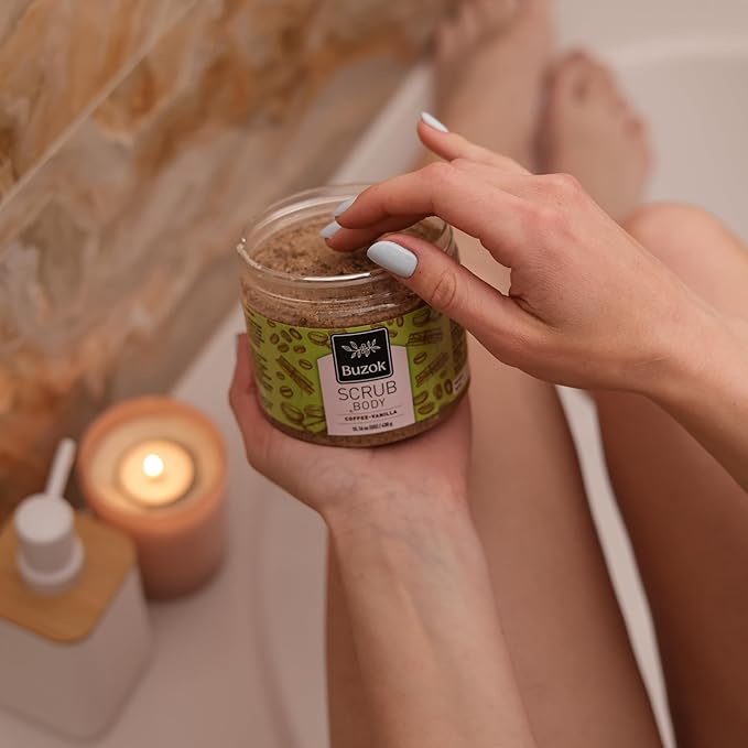 Coffee-Vanilla Body Scrub – Exfoliating Salt Scrub for Body Cleansing & Smoothing – Warm Coffee & Vanilla Scent – For Shower & Bath Use