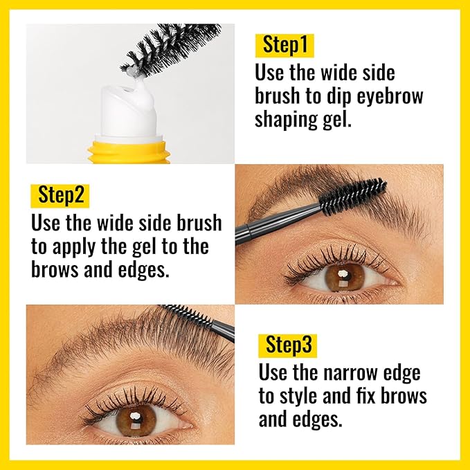 Erinde Brow Glue Eyebrow Gel, Lightweight Brow Gel, Brow Fix Gel for Long-Lasting Hold, 2 in1 Brow Gel & Hair Edges Gel, Waterproof, Smudge-Resistant, Quick-Dry Brow Styling Wax, Clear, 2PCS