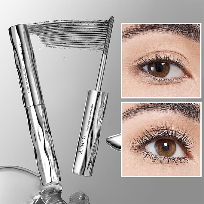 Iron Wand Mascara,New Metal Curl Waterproof Mascara, Tubular Eyelash Primer Waterproof Long Curling, Brushless Mascaras for Natural and Non-smudged Eyelash,Black (Pack of 2)