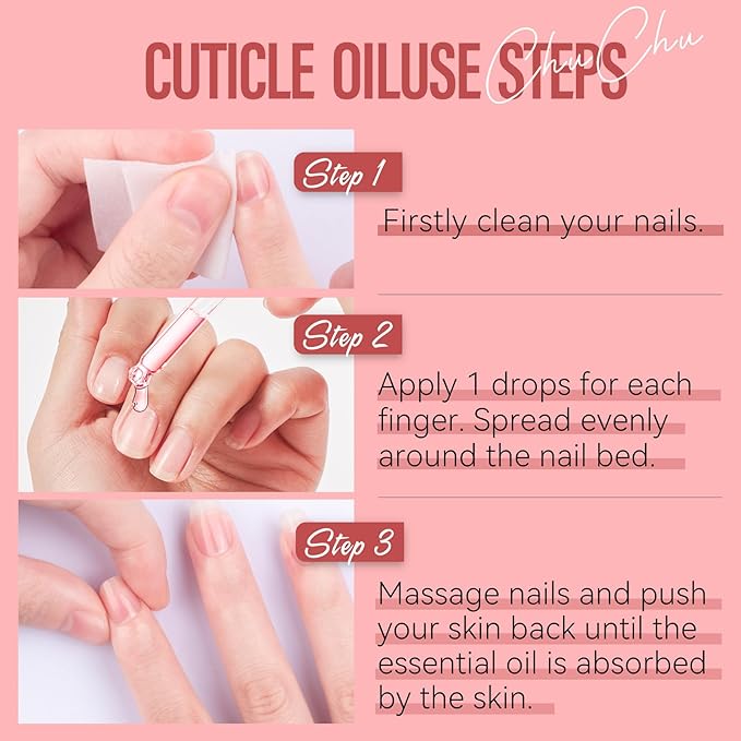 CHUCHU Vegan Cuticle Oil for Nail: Rose Scent Natural Vitamin B & E Nail Oil - Hydrates Moisturizes Repairs for Nails Damage Dry Cuticle 0.51 Fl Oz