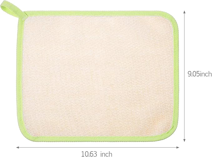 Tatuo 5 Pcs Exfoliating Face and Body Wash Cloths Towel Weave Bath Exfoliating Scrub Massage Bath Cloth for Women and Men, 10.23 x 8.66 Inch(Green Edge)