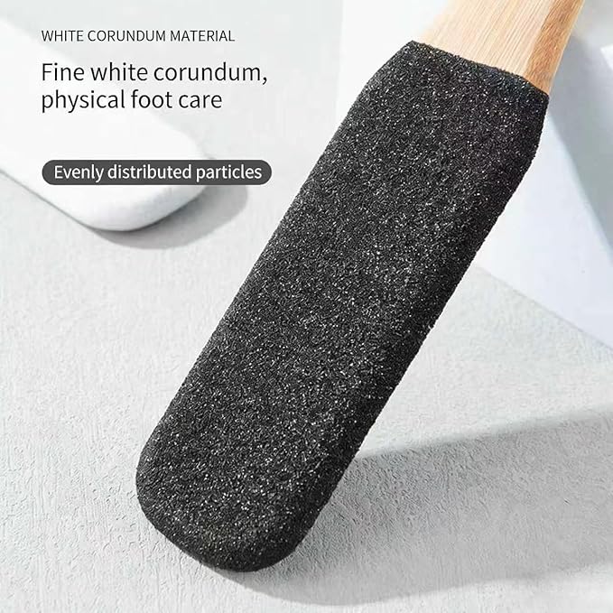 2-Pack Professional Pedicure Foot File with Wooden Handle & Pumice Stone - Callus Remover for Feet & Hands, Foot Scrubber for Dead Skin, Dry Rough Feet, Cracked Heels and Corns