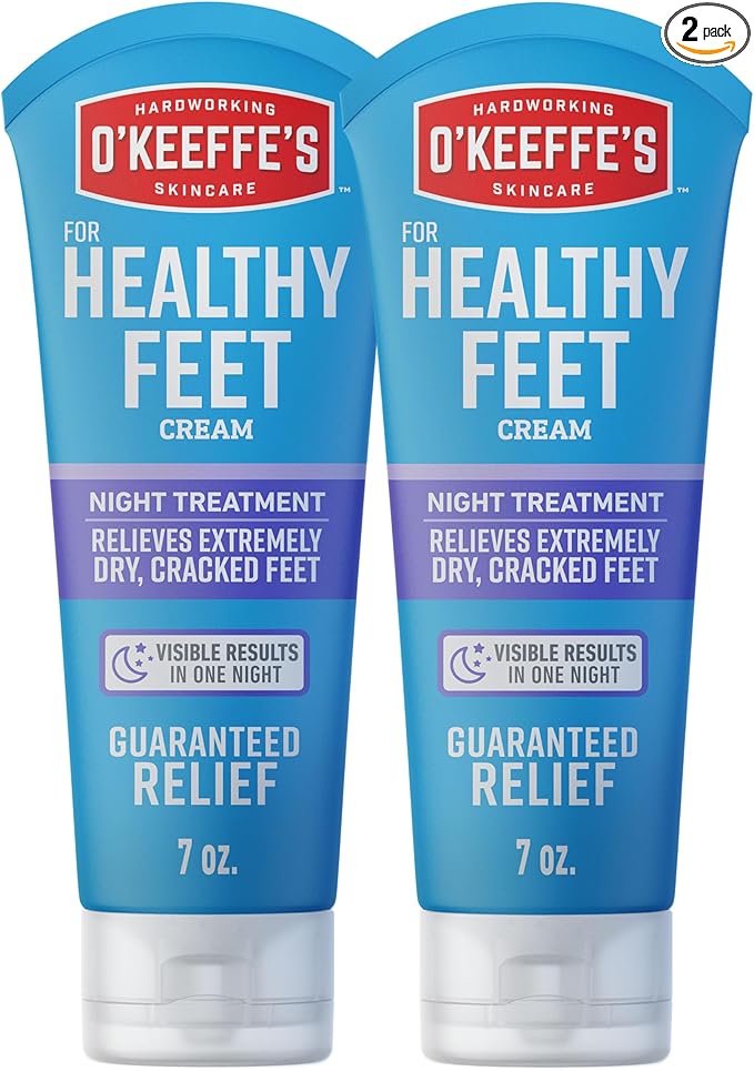 O'Keeffe's for Healthy Feet Night Treatment Foot Cream - 7 oz Tube (2 Pack) - Guaranteed Overnight Relief for Extremely Cracked, Dry Feet, Repairing Skincare, Instantly Boosts and Retains Moisture Levels