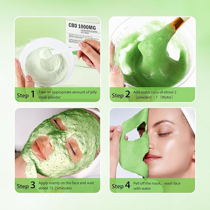Hydro Jelly Masks for Women Home Spa,Hydrating & Moisturizing Peel-Off Rubber Gel Face Mask Skin Care,Professional Jelly Mask for All Skin Types 23 Fl Oz（CBD）