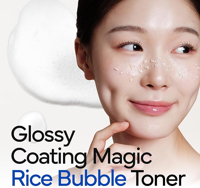 IVOSKIN Rice Milky Bubble Facial Mask, Soothing & Hydrating Face Toner with Black Rice Extract & Niacinamide, Helps Support Skin Barrier and Glow for Sensitive Skin, Korean Skincare (5.07fl oz/ 150ml)