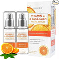 Skin 2.0 Vitamin C Serum with Collagen - Anti-Aging & Dark Spot Remover - Dermatologist Tested Korean Skincare for Brightening & Acne - Clean Beauty, Cruelty-Free, All Skin Types - 1.69oz (2-Pack)