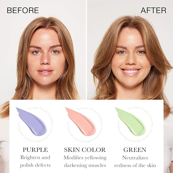 3 In 1 Primer for Face Before Makeup, Sunscreen Isolation Cream Face Tinted Moisturizer, SPF 50,One Step Color Corrector, Makeup Primer Oil Control & Concealer Skin Tone Correcting,Mothers Day Gifts