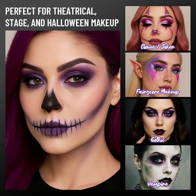 SUSIKEKI Purple Eyeshadow Palette with Mirror Lilac Violet Plum Tones Matte Shimmer Glitter 6 Colors Mini Eye Shadow Pallet Travel Size Highly Pigmented for Fairy Witch Goth Halloween Costume Makeup