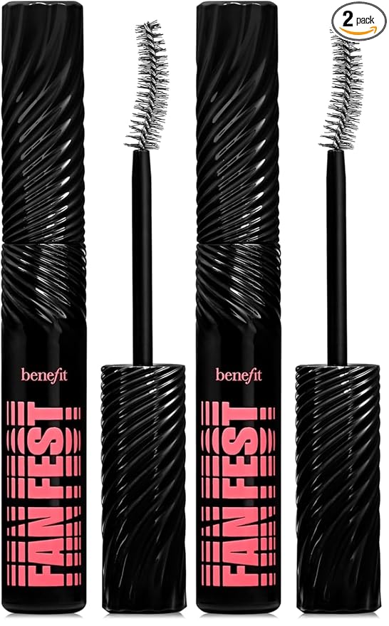 Benefit Cosmetics Mini Fan Fest Fanning & Volumizing Mascara Hyper Black, 0.07 Ounce (Pack of 2)