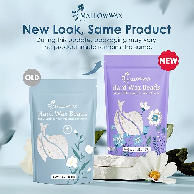 Mallowwax Hard Wax Beads - Wax for All-Purpose Hair Removal - Full Body Waxing Solution - Ideal for Sensitive Skin, All Hair Types, Men & Women