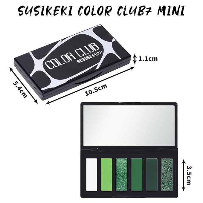 SUSIKEKI Green Eyeshadow Palette with Mirror Lime Forest Emerald Tones Matte Shimmer 6 Colors Mini Eye Shadow Pallet Travel Size Highly Pigmented for Goth Fairy Joker Wicked Halloween Parties Makeup