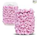 Ultra-Petite Satin Scrunchies for Women – 8PCS Pink Small Hair Ties – Softer Than Silk, No Crease, Frizz-Free, Gentle Elastic Bands for Day & Night, Perfect Gifts
