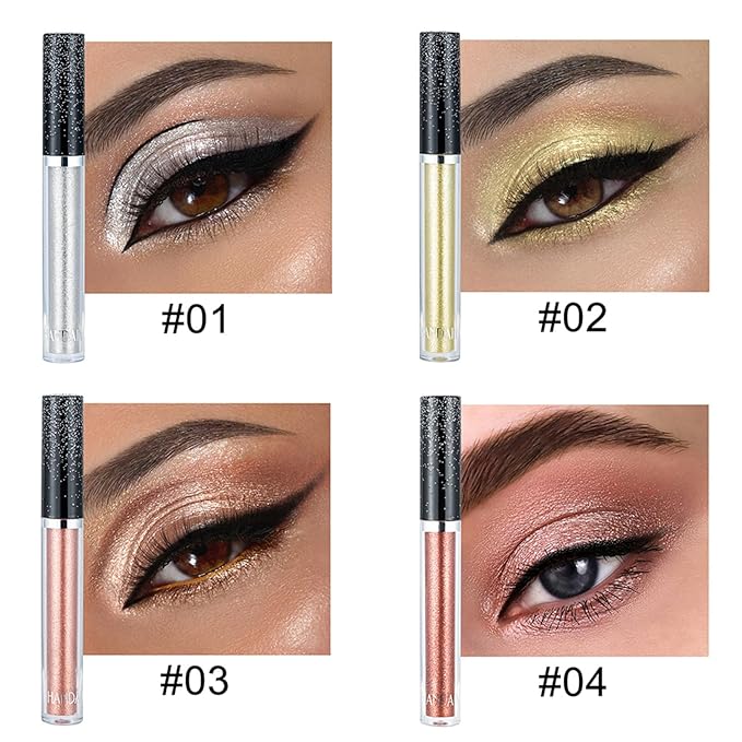 Glitter-Eyeshadows, Liquid Eyeshadows, Long-lasting Metals-Gloss-Sparkling Silver, Gold High-pigmented Colorful Glitter-Eye-Shadows(12#)