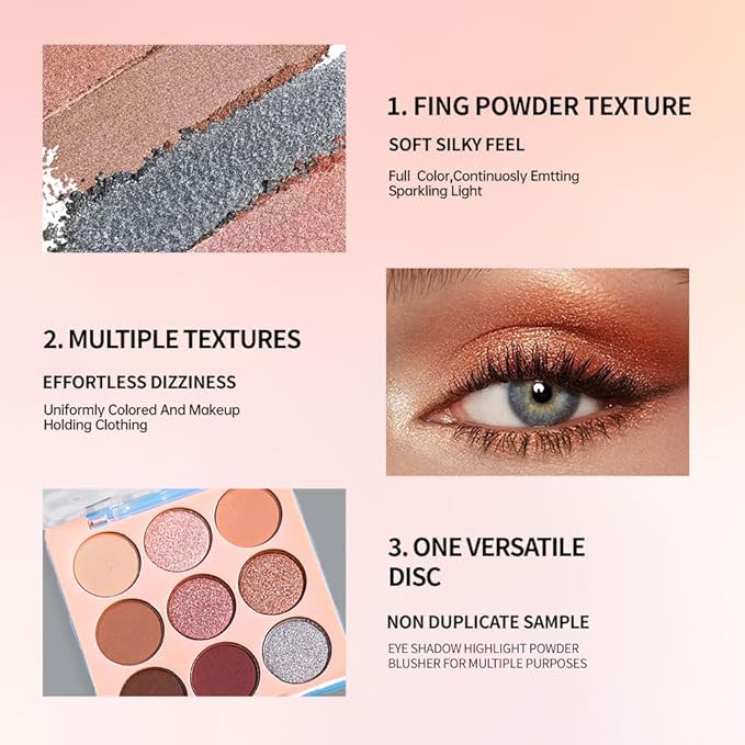 9-Color Matte & Shimmer Eyeshadow Palette – Neutral Beige & Brown Tones, Waterproof, Long-Lasting, Ideal for Everyday, Office & Date Makeup 01#