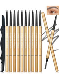 Eyebrow Pencil, 12Pcs Grey Ultra-Fine Retractable Eye Brow Pencil,Long-Lasting Waterproof Eyebrow Tint Pen Kit for Define Shape and Fill Brow,Women's Day Eye Makeup Gift Set for Women Girl-04 Gray