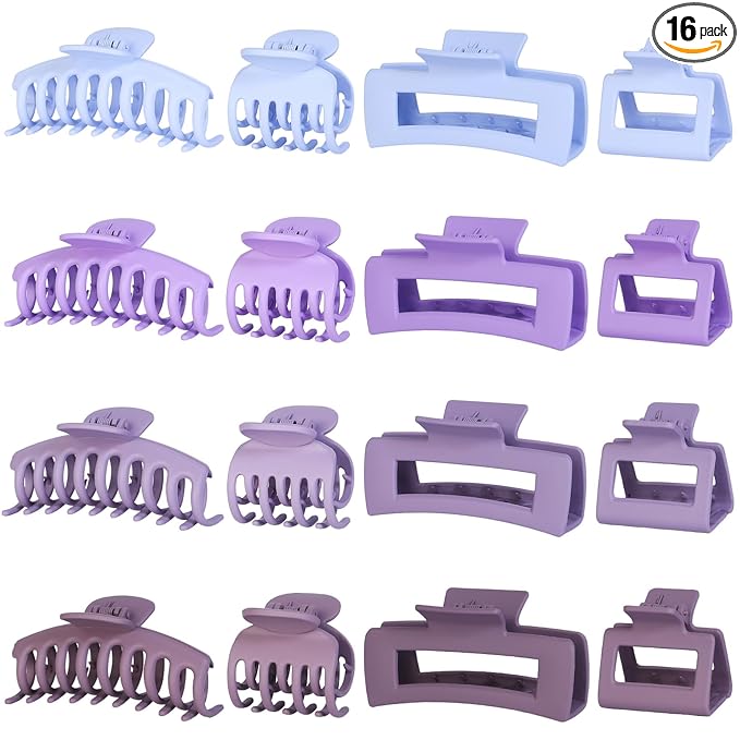 Hair Claws 16 Pcs Hair Clips for Women Thin Thick Curly Hair Large and Small Matte Banana Clips Strong Hold Nonslip