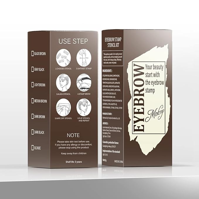 Eyebrow Stamp Stencil Kit - Eyebrow Powder with Brush Long-Lasting & Waterproof Brow Shaping Kit with 24 Reusable Thin & Thick Eyebrow Stencils for Natural Eyebrow Color, Gifts for Mom (Light Brown)