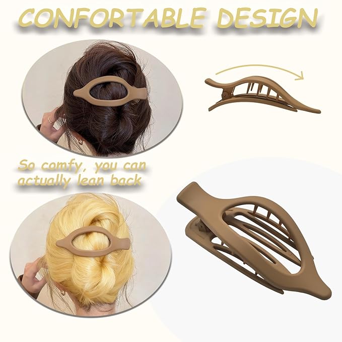 Flat Claw Clips for Women, Large Duckbill French Hair Clips, 6 Pack Non-Slip Matte Hair Accessories for Thick & Thin Hair