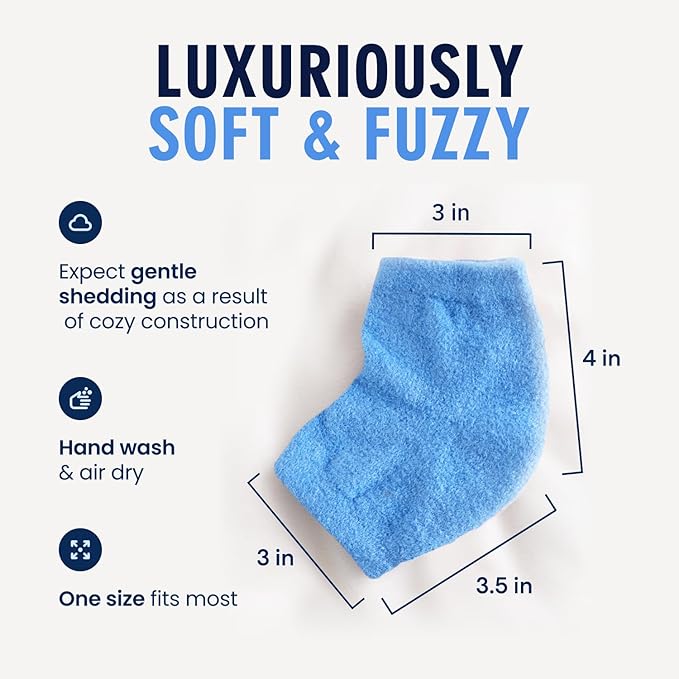 Dr. Frederick’s Original Moisturizing Fuzzy Heel Socks - Cozy Gel-Lined Socks for Dry Cracked Heels - 2 Pairs - Overnight Foot Care with Olive Oil, Vitamin E - Gifts for Women & Men - Blue Haven
