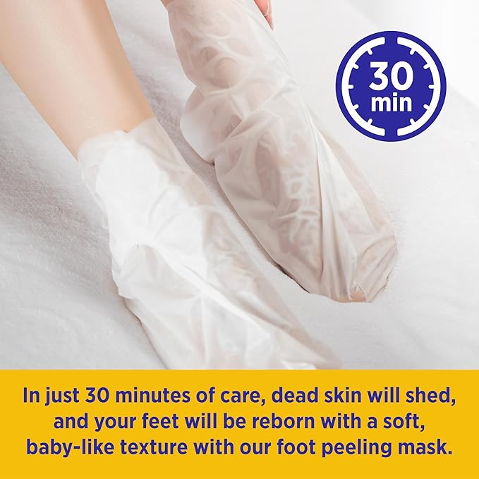 Clarifying Foot Peel Mask, Moisturizing, for Cracked Heels & Excessive Dead Skin, AHA, Soft Smooth Touch Feet, One Size for Men & Women, Self Home Care, 12 Packs