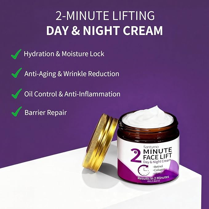 Instant Face Lift Firming Cream, Retinol Collagen & Hyaluronic Acid, Anti-Aging Moisturizer, Anti Wrinkles for Neck, Under Eye & Smile Lines, Day & Night, 2.82 Oz
