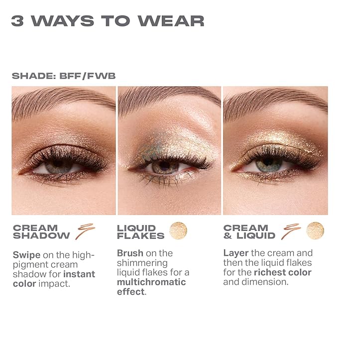Morphe Mixed Signals Dual-Ended Eyeshadow Stick - Cream Eyeshadow Pigment & Chrome Liquid Flakes for Bold, Layered Eye Makeup Looks - BFF/FWB (0.028 oz)