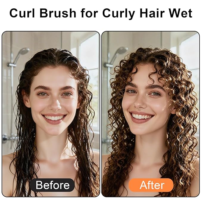 Curly Hair Brush, Curl Defining Brush with Soft Boar Bristles Detangling Tangled Glides, Wide-Teeth Design Effortlessly Shaping & Defining Curls (Matte Black)
