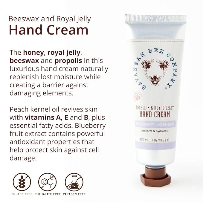 Savannah Bee Company Beeswax Hand Cream - Hand Moisturizer Repair Cream for Dry Cracked Hands - 1.7 oz Travel Size