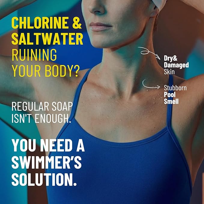 Chlorine Removal Body Wash for Swimmers | Vitamin C Removes Chlorine & Restores Skin Barrier | For Pool, Saltwater & Hard Water | Clinically Tested | Sulfate-Free, Silicone-Free (10.58 oz)