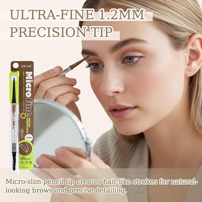 MicroFine Precision Brow Pencil, Ultra-Fine 1.2mm Tip, Buildable Natural Color, Smudge-Resistant Long-Wear, Vegan & Cruelty-Free Brow Definer (01 Taupe, 0.0016 oz/45mg（pack of 1）)