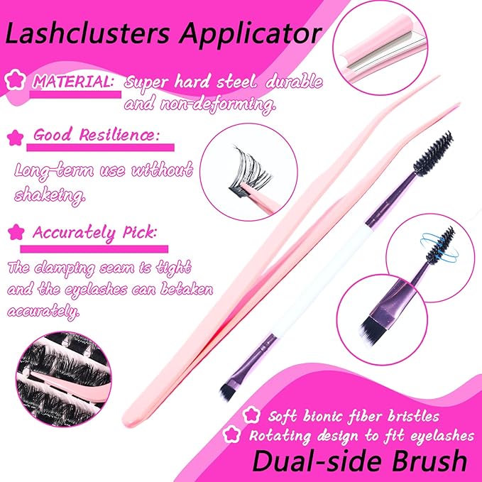 Manga Lash Clusters Kit, 392 Pcs Fluffy Eyelash Clusters Extensions 120D+150D D Curl Individual Wispy False Eyelashes Kit with Lash Bond, Lash Remover, Lash Tweezers, Lash Brush(Lash Clusters10-18mm)