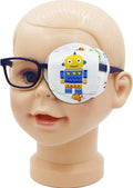 Astropic 3D Cotton & Silk Eye Patch for Kids | Boys Eye Patch for Glasses | Medical Eyepatch for Children with Lazy Eye (Yellow Robot, Left Eye)