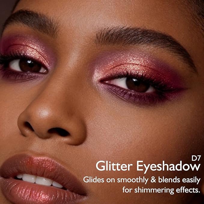 Burgundy Pink Gold Shimmer Eyeshadow, Holographic Duochrome Glitter Eyeshadow Palette Color Shift Metallic Sparkling Cream to Powder Purple Eye Shadow Highlighter Makeup for Party/Daily